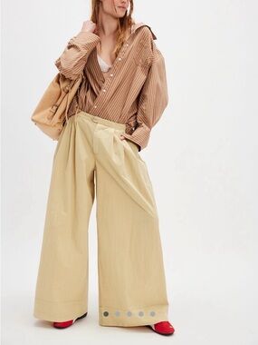 Free People Paige Pleated Pull On Trousers Sz L